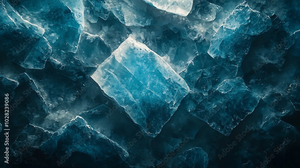 Poster Aquamarine stone background with high resolution Top view Copy space : Generative AI