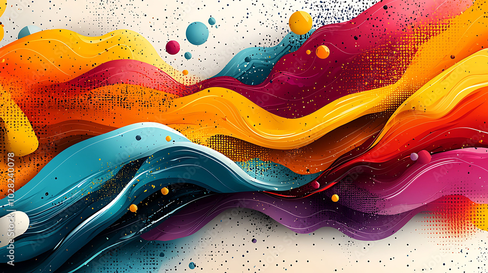 Poster abstract colorful waves with a dynamic and flowing design, perfect for modern backgrounds or graphic