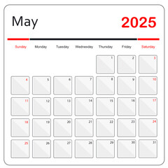 May 2025 Calendar. monthly calendar template