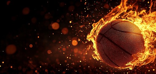 Fototapeta premium A dynamic image of a flaming basketball in motion, showcasing energy and excitement for sports enthusiasts.