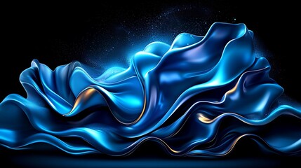 Obraz premium Abstract Blue Liquid Wave with Glitter Background 3D Render