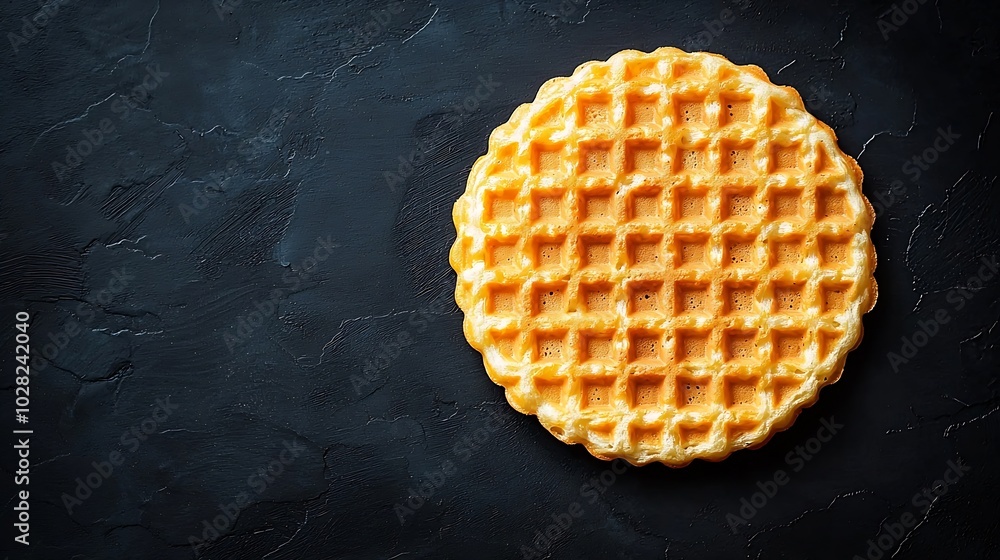 Poster belgian waffle slate background copy space top view : generative ai