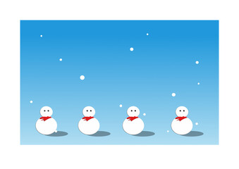 Merry Christmas and Happy New Year card: a set of snowmen in a blue background 