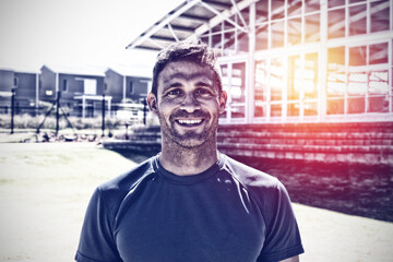 Man at the sports smiling