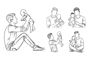 Artistic representation of a happy baby and foster father together