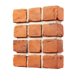 Obraz premium Brick wall, detail of texture, isolated on a white background. Transparent PNG
