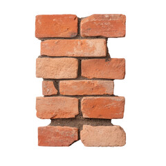 Obraz premium Brick wall fragment, white isolate background. Transparent PNG