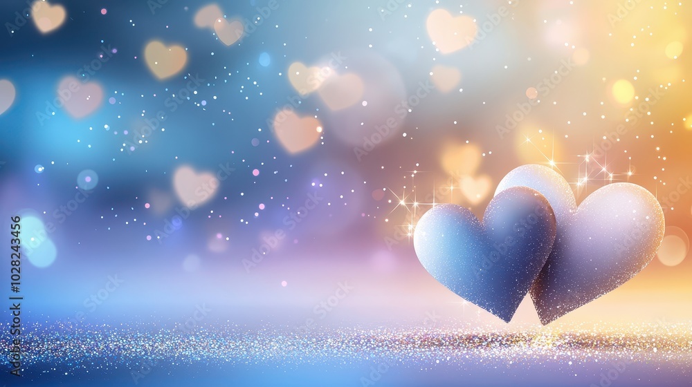 Aufkleber abstract heart background with glittering hearts and shimmering sparkles, creating a magical effect.