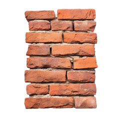 Textured red brick wall on a white isolated background Transparent PNG