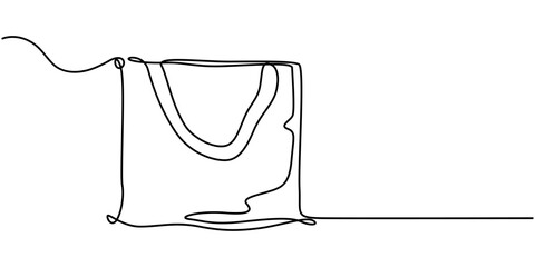 Continuous single line drawing of shopping bag design. Simple paper bag one line vector illustration, Shopping bag line art vector illustration, black Friday element design, Continuous one line draw