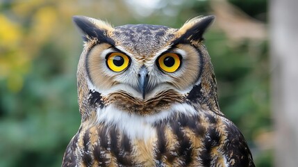 Fototapeta premium Close-Up Portrait of a Great Horned Owl