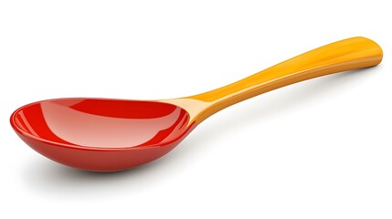 Red and Yellow Wooden Spoon Isolated on White Background