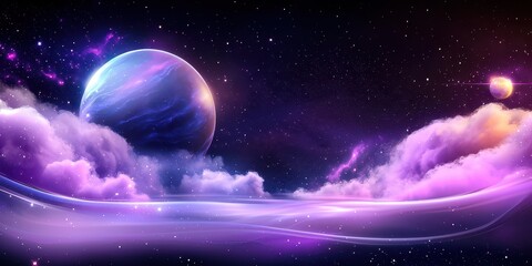 Bright purple galaxy background filled with glowing stars and swirling cosmic dust, perfect for space visuals.