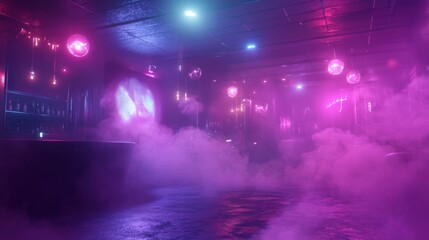 Obraz premium A Smoke-Filled Nightclub with Pink and Blue Lighting