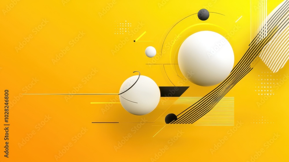 Poster dynamic yellow background design with abstract lines and bold shapes, adding movement and energy.