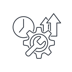 Fast effective technical solution. Vector linear icon isolated on white background.