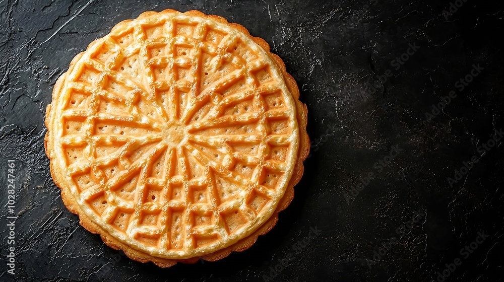 Poster belgian waffle slate background copy space top view : generative ai