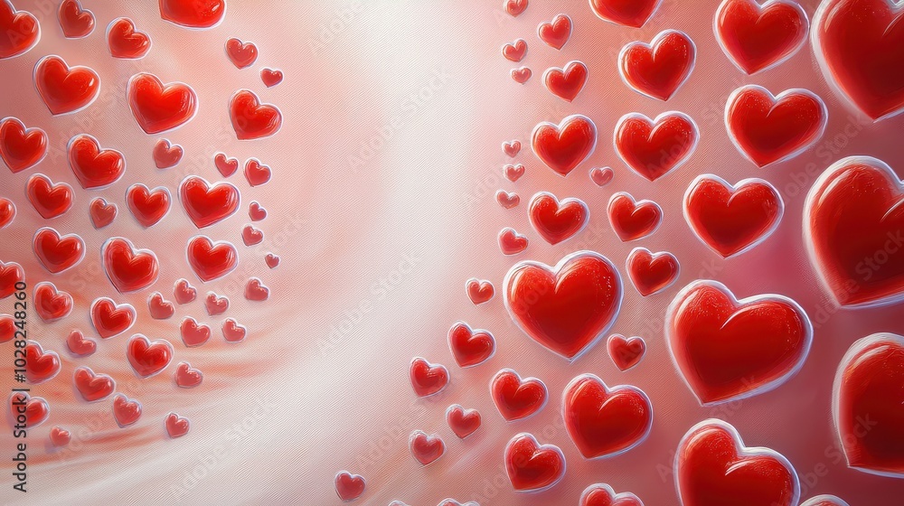 Aufkleber heart pattern background with alternating sizes of hearts creating a dynamic rhythm across the canva