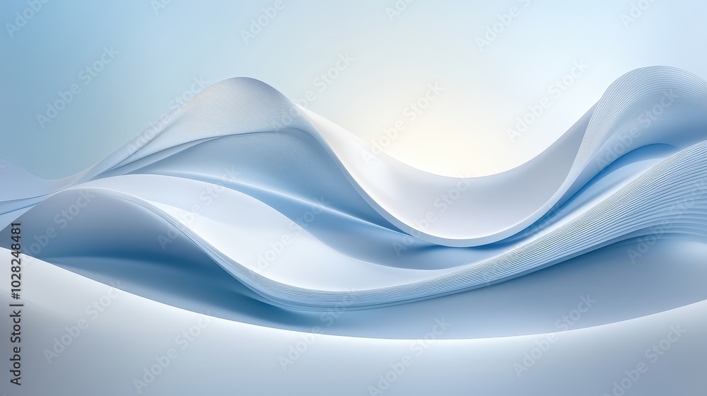 Poster light blue abstract waves and patterns, creating a dynamic and modern feel.