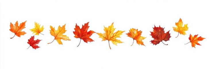 Fototapeta premium Falling Maple Leaves Vector Illustration with Cute Clipart Aesthetic and Muted Colors on White Background - Autumn Theme