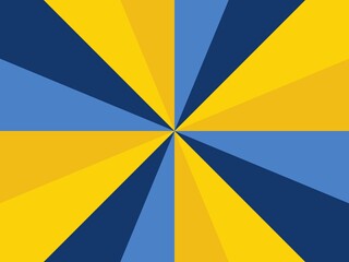 A modern and geometric abstract background with a radiating pattern of yellow, blue, and dark blue triangles.
