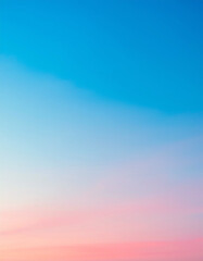 Fototapeta premium Serene pastel hues paint the twilight sky, a breathtaking canvas of soft pink and blue shades merging seamlessly. Tranquility personified.