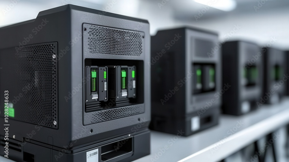 Aufkleber data center server rack with multiple hard drives technology infrastructure