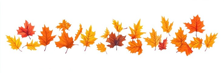Falling Maple Leaves Vector Illustration with Cute Clipart Aesthetic and Muted Colors on White Background - Autumn Theme