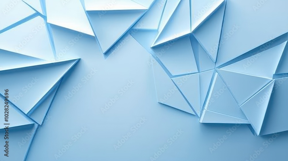 Poster light blue geometric pattern with sharp, angular shapes, creating a sleek and professional backgroun