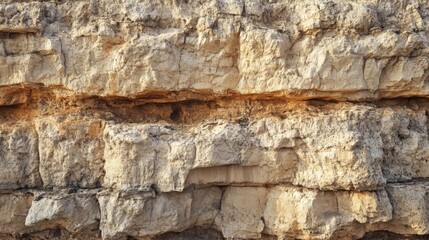 Close-up View of Layered Limestone Cliff Face