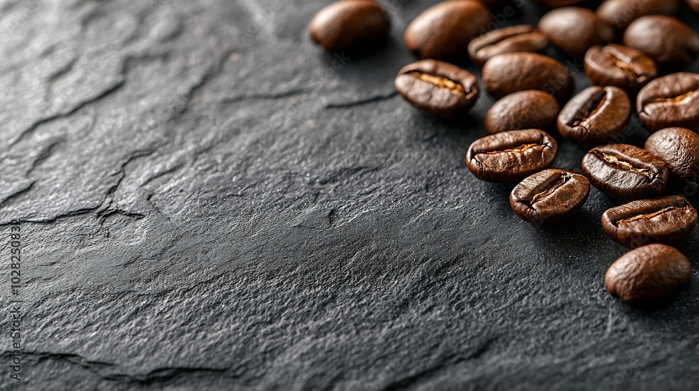 Aufkleber coffee beans on slate background top view copy space : generative ai