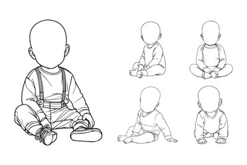 Excited baby represented in a minimalist black and white art style