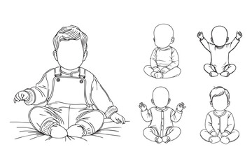Hand-drawn clipart showcasing a happy baby in an excited stance