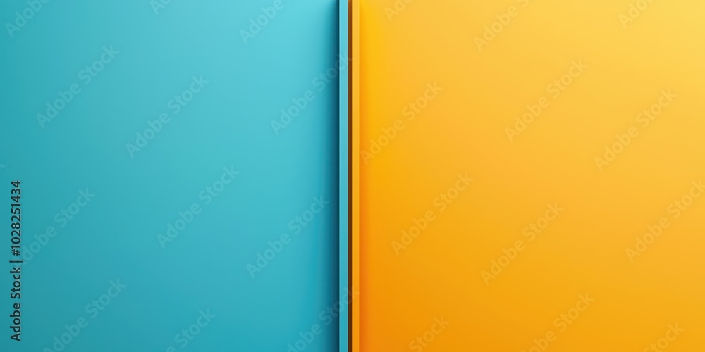 Poster modern yellow and blue background with sharp color division, ideal for branding or web design.