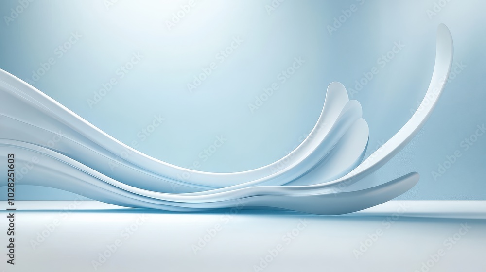 Poster pastel light blue backdrop featuring abstract line patterns, creating visual interest.