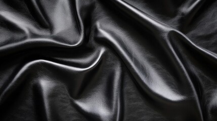 Fototapeta premium Close-up of Wrinkled Black Leather Fabric