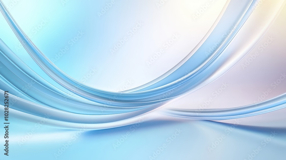 Poster soft abstract light blue background with curved lines, creating a futuristic aesthetic.