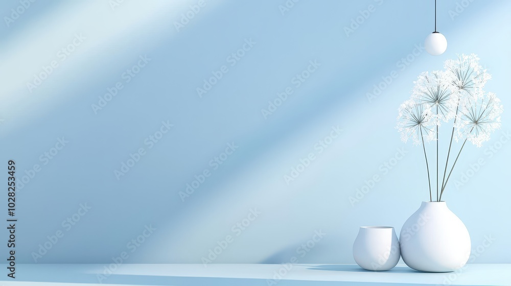 Poster soft pastel light blue background with a smooth finish, perfect for creating a calm and minimalistic