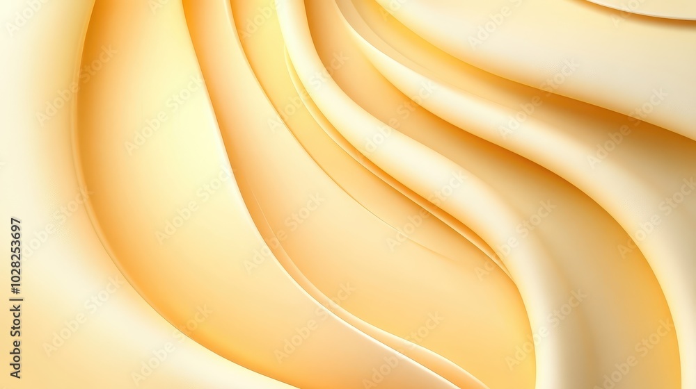 Poster soft yellow background design with flowing curves and minimal details, creating a calm, elegant atmo