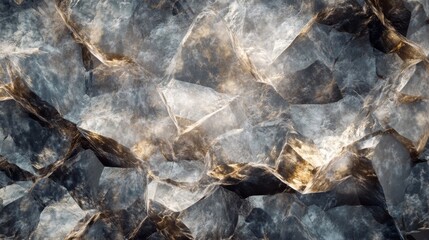 Abstract, Fractured Rock with Golden Highlights
