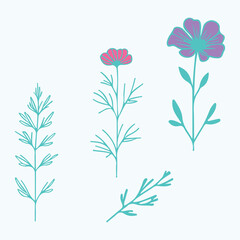 Tree branches with flower vector illustration (3)