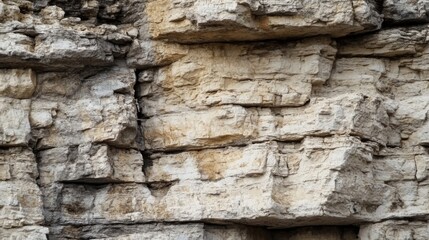 Close-up View of a Rugged, Weathered Limestone Cliff Face