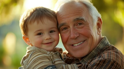 Grandfather Holding Grandson in Nature's Embrace