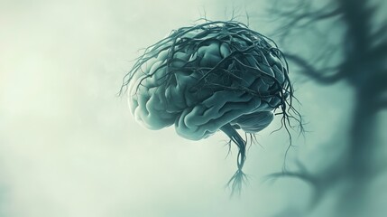 Close-up of human brain with intricate neural pathways, symbolizing cognitive biases and complex thought processes, ideal for educational or scientific presentations.