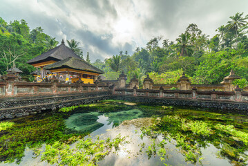 The pond at Tirta Empul Temple in Bali, Indonesia