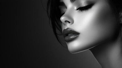 High fashion photoshoot of beautiful stylish woman, modern chic, black and white effect. Model woman.