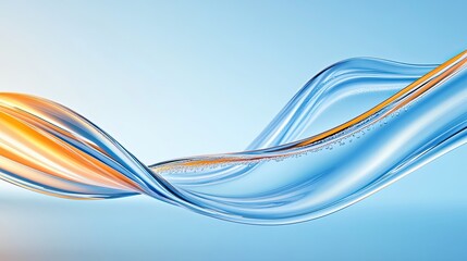 Abstract  Liquid Wave Flowing On Blue Background - 3D Rendering