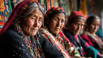Naklejka premium A rare and nearly forgotten tribe living high in the Himalayas, their woven textiles and intricate beadwork reflecting their rich cultural history