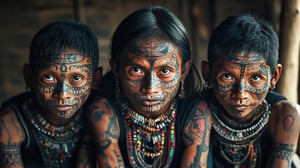 A rare tribe in Asia, isolated for centuries, where colorful tattoos and intricate body art mark important life events, standing as a testament to their unique culture