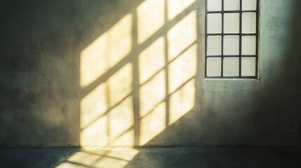 A Window Casting a Grid-Like Shadow on a Wall